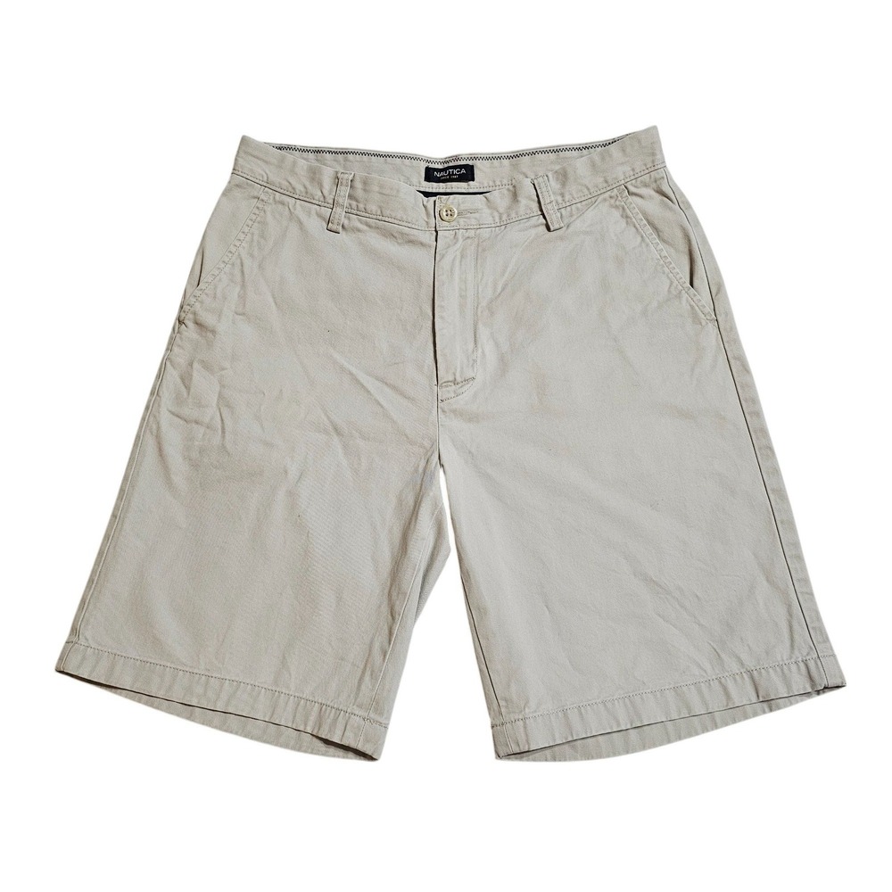 Nautica Khaki Shorts Casual Chino‎ Flat Front Comfort Size 32